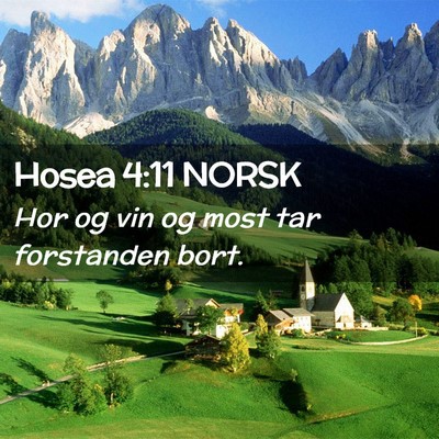 Picture 02 - Hosea 4:11 NORSK - Hor og vin og most tar forstanden - Bible Verse Picture