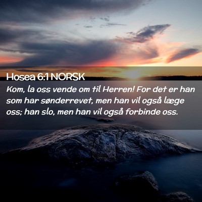 Picture 02 - Hosea 6:1 NORSK - Kom, la oss vende om til Herren! For det er han - Bible Verse Picture