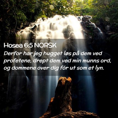 Picture 02 - Hosea 6:5 NORSK - Derfor har jeg hugget løs på dem ved profetene, - Bible Verse Picture