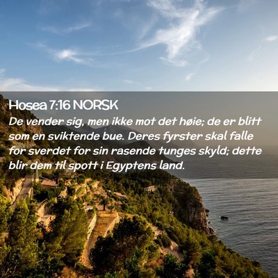 Picture 02 - Hosea 7:16 NORSK - De vender sig, men ikke mot det høie; de er - Bible Verse Picture