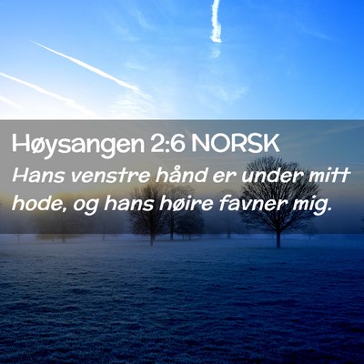 Picture 02 - Høysangen 2:6 NORSK - Hans venstre hånd er under mitt hode, og hans - Bible Verse Picture