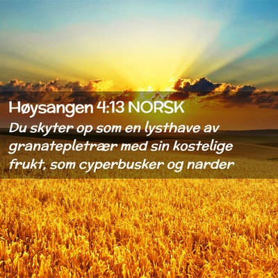 Picture 02 - Høysangen 4:13 NORSK - Du skyter op som en lysthave av granatepletrær - Bible Verse Picture