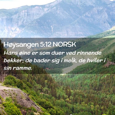 Picture 02 - Høysangen 5:12 NORSK - Hans øine er som duer ved rinnende bekker; de - Bible Verse Picture