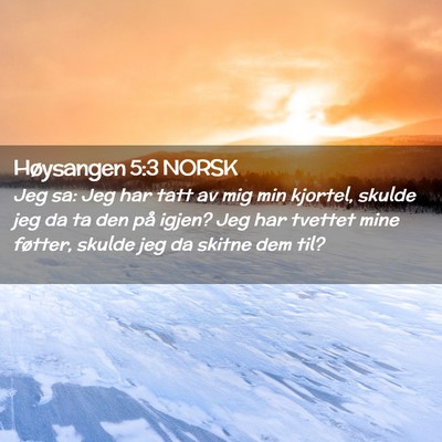 Picture 02 - Høysangen 5:3 NORSK - Jeg sa: Jeg har tatt av mig min kjortel, skulde - Bible Verse Picture