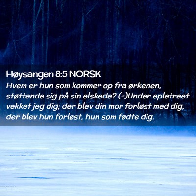 Picture 02 - Høysangen 8:5 NORSK - Hvem er hun som kommer op fra ørkenen, - Bible Verse Picture