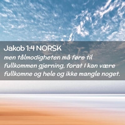 Picture 02 - Jakob 1:4 NORSK - men tålmodigheten må føre til fullkommen - Bible Verse Picture