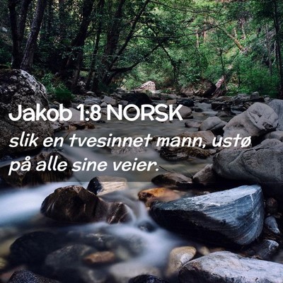 Picture 02 - Jakob 1:8 NORSK - slik en tvesinnet mann, ustø på alle sine - Bible Verse Picture
