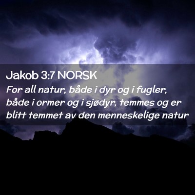Picture 02 - Jakob 3:7 NORSK - For all natur, både i dyr og i fugler, både i - Bible Verse Picture