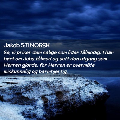 Picture 02 - Jakob 5:11 NORSK - Se, vi priser dem salige som lider tålmodig. I - Bible Verse Picture