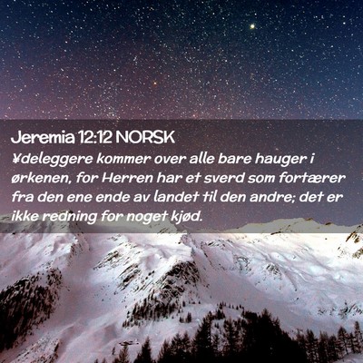 Picture 02 - Jeremia 12:12 NORSK - ¥deleggere kommer over alle bare hauger i - Bible Verse Picture