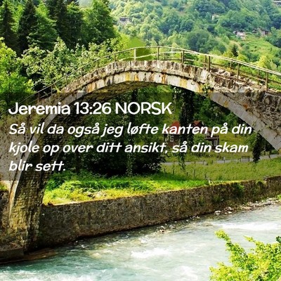 Picture 02 - Jeremia 13:26 NORSK - Så vil da også jeg løfte kanten på din kjole - Bible Verse Picture