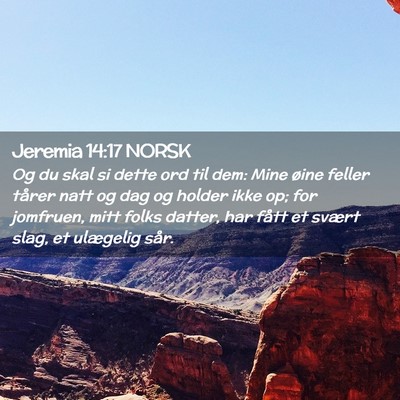 Picture 02 - Jeremia 14:17 NORSK - Og du skal si dette ord til dem: Mine øine - Bible Verse Picture