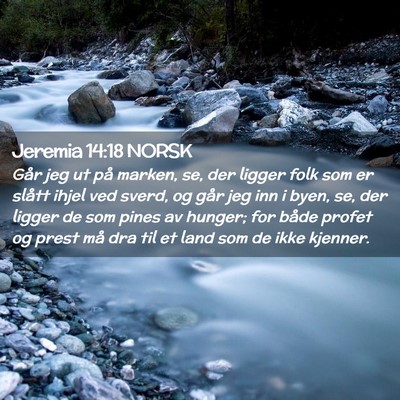 Picture 02 - Jeremia 14:18 NORSK - Går jeg ut på marken, se, der ligger folk som - Bible Verse Picture