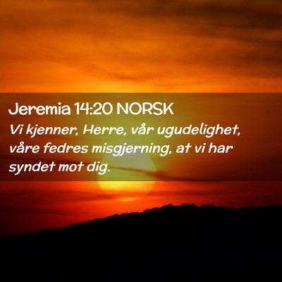 Picture 02 - Jeremia 14:20 NORSK - Vi kjenner, Herre, vår ugudelighet, våre fedres - Bible Verse Picture