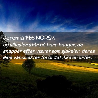 Picture 02 - Jeremia 14:6 NORSK - og villesler står på bare hauger, de snapper - Bible Verse Picture