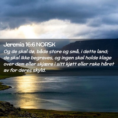 Picture 02 - Jeremia 16:6 NORSK - Og de skal dø, både store og små, i dette - Bible Verse Picture