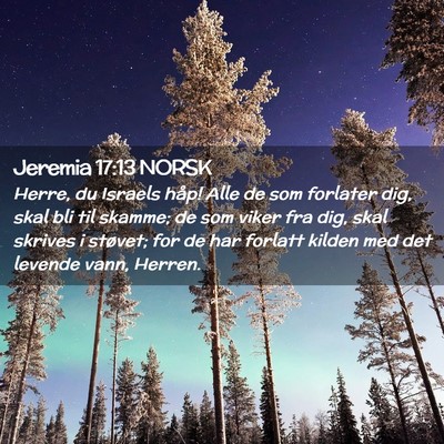 Picture 02 - Jeremia 17:13 NORSK - Herre, du Israels håp! Alle de som forlater dig, - Bible Verse Picture