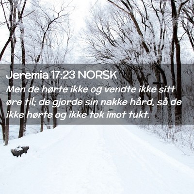 Picture 02 - Jeremia 17:23 NORSK - Men de hørte ikke og vendte ikke sitt øre til; - Bible Verse Picture