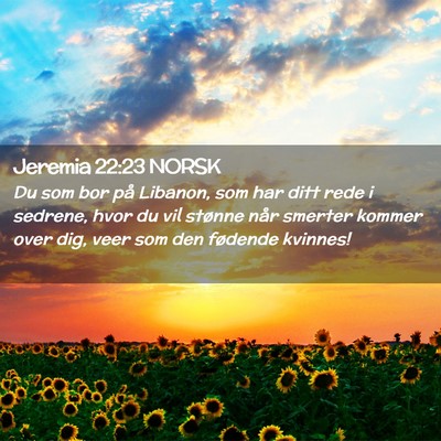Picture 02 - Jeremia 22:23 NORSK - Du som bor på Libanon, som har ditt rede i - Bible Verse Picture