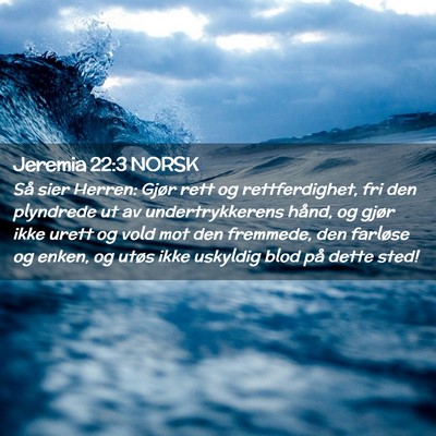 Picture 02 - Jeremia 22:3 NORSK - Så sier Herren: Gjør rett og rettferdighet, fri - Bible Verse Picture