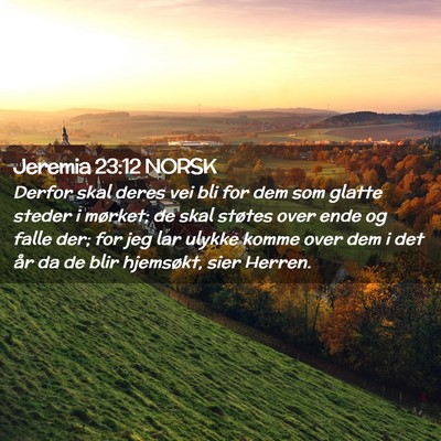 Picture 02 - Jeremia 23:12 NORSK - Derfor skal deres vei bli for dem som glatte - Bible Verse Picture