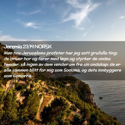 Picture 02 - Jeremia 23:14 NORSK - Men hos Jerusalems profeter har jeg sett grufulle - Bible Verse Picture