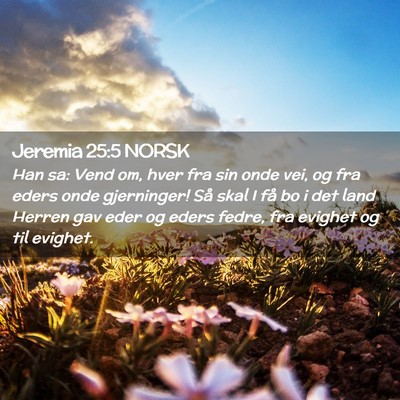 Picture 02 - Jeremia 25:5 NORSK - Han sa: Vend om, hver fra sin onde vei, og fra - Bible Verse Picture