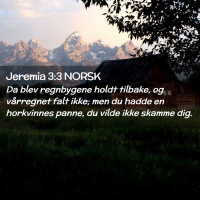 Picture 02 - Jeremia 3:3 NORSK - Da blev regnbygene holdt tilbake, og vårregnet - Bible Verse Picture