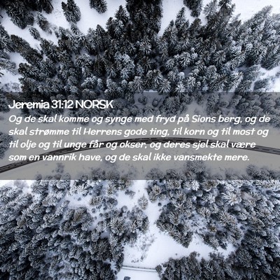 Picture 02 - Jeremia 31:12 NORSK - Og de skal komme og synge med fryd på Sions - Bible Verse Picture