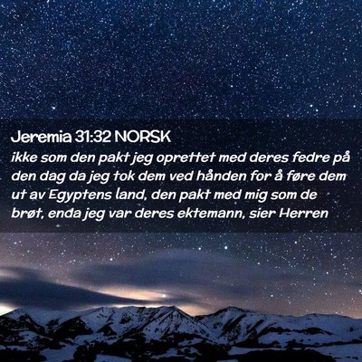 Picture 02 - Jeremia 31:32 NORSK - ikke som den pakt jeg oprettet med deres fedre - Bible Verse Picture