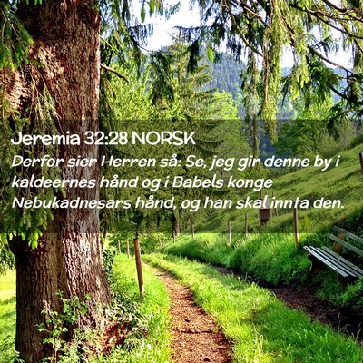 Picture 02 - Jeremia 32:28 NORSK - Derfor sier Herren så: Se, jeg gir denne by i - Bible Verse Picture