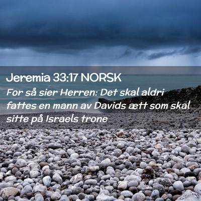 Picture 02 - Jeremia 33:17 NORSK - For så sier Herren: Det skal aldri fattes en - Bible Verse Picture