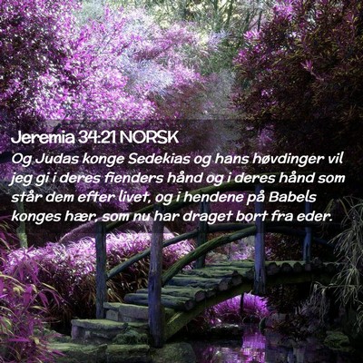 Picture 02 - Jeremia 34:21 NORSK - Og Judas konge Sedekias og hans høvdinger vil - Bible Verse Picture