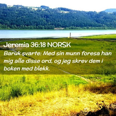 Picture 02 - Jeremia 36:18 NORSK - Baruk svarte: Med sin munn foresa han mig alle - Bible Verse Picture