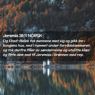 Picture 02 - Jeremia 38:11 NORSK - Og Ebed-Melek tok mennene med sig og gikk inn i - Bible Verse Picture
