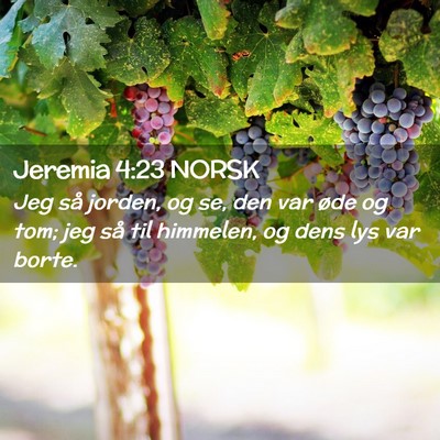 Picture 02 - Jeremia 4:23 NORSK - Jeg så jorden, og se, den var øde og tom; jeg - Bible Verse Picture