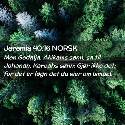 Picture 02 - Jeremia 40:16 NORSK - Men Gedalja, Akikams sønn, sa til Johanan, - Bible Verse Picture