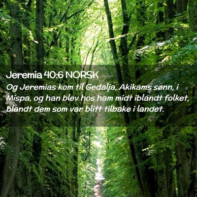 Picture 02 - Jeremia 40:6 NORSK - Og Jeremias kom til Gedalja, Akikams sønn, i - Bible Verse Picture