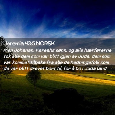 Picture 02 - Jeremia 43:5 NORSK - Men Johanan, Kareahs sønn, og alle hærførerne - Bible Verse Picture