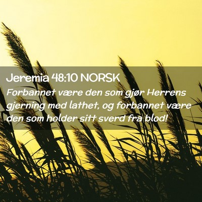 Picture 02 - Jeremia 48:10 NORSK - Forbannet være den som gjør Herrens gjerning - Bible Verse Picture