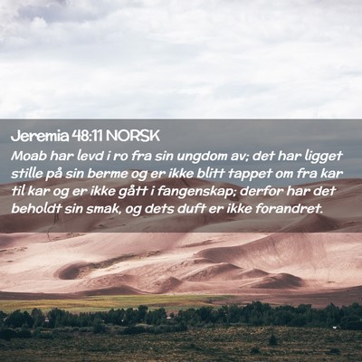 Picture 02 - Jeremia 48:11 NORSK - Moab har levd i ro fra sin ungdom av; det har - Bible Verse Picture