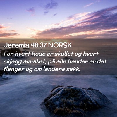 Picture 02 - Jeremia 48:37 NORSK - For hvert hode er skallet og hvert skjegg - Bible Verse Picture