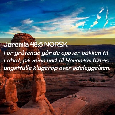 Picture 02 - Jeremia 48:5 NORSK - For gråtende går de opover bakken til Luhut; - Bible Verse Picture