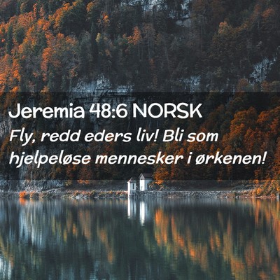 Picture 02 - Jeremia 48:6 NORSK - Fly, redd eders liv! Bli som hjelpeløse - Bible Verse Picture