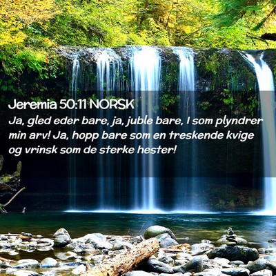 Picture 02 - Jeremia 50:11 NORSK - Ja, gled eder bare, ja, juble bare, I som - Bible Verse Picture