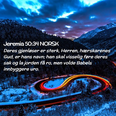 Picture 02 - Jeremia 50:34 NORSK - Deres gjenløser er sterk, Herren, hærskarenes - Bible Verse Picture