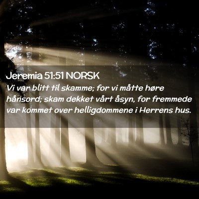 Picture 02 - Jeremia 51:51 NORSK - Vi var blitt til skamme; for vi måtte høre - Bible Verse Picture