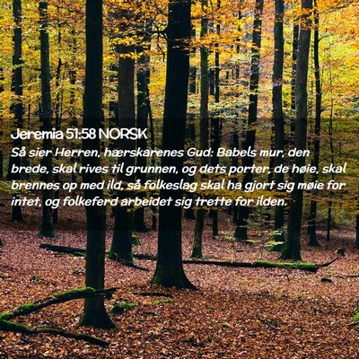 Picture 02 - Jeremia 51:58 NORSK - Så sier Herren, hærskarenes Gud: Babels mur, - Bible Verse Picture