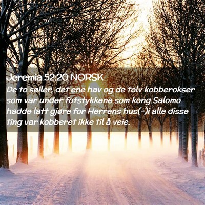 Picture 02 - Jeremia 52:20 NORSK - De to søiler, det ene hav og de tolv kobberokser - Bible Verse Picture