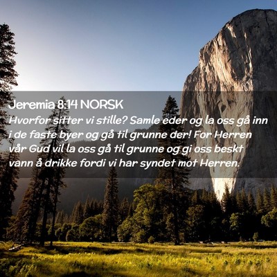 Picture 02 - Jeremia 8:14 NORSK - Hvorfor sitter vi stille? Samle eder og la oss - Bible Verse Picture